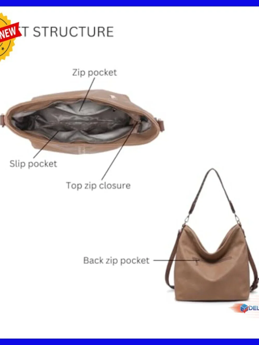 Slouchy Vegan Leather Hobo Bag Convertible Crossbody Purse Spacious